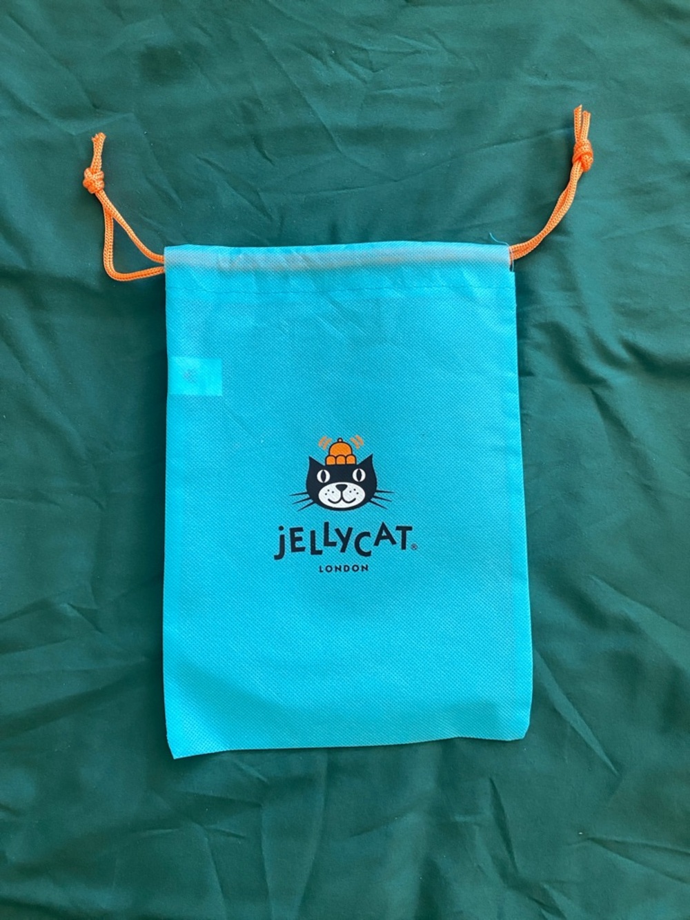 Jellycat Aqua Drawstring Pouch with Orange Cords